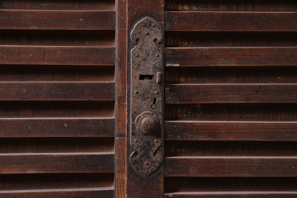 アンティーク家具　ヒノキ材　明治大正期　関西帳場箪笥キャビネット(収納棚、戸棚)(R-036372)