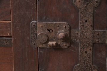 アンティーク家具　ヒノキ材　明治大正期　関西帳場箪笥キャビネット(収納棚、戸棚)(R-036372)