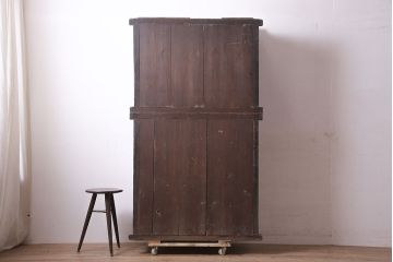 アンティーク家具　ヒノキ材　明治大正期　関西帳場箪笥キャビネット(収納棚、戸棚)(R-036372)