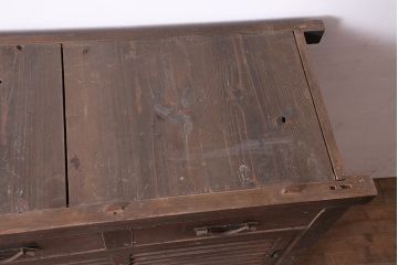 アンティーク家具　ヒノキ材　明治大正期　関西帳場箪笥のサイドキャビネット(収納棚、戸棚)(R-036374)