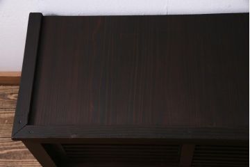 アンティーク家具　明治大正期　ヒノキ材　小振り　味わい深い帳場箪笥のローボード(収納棚、テレビ台)