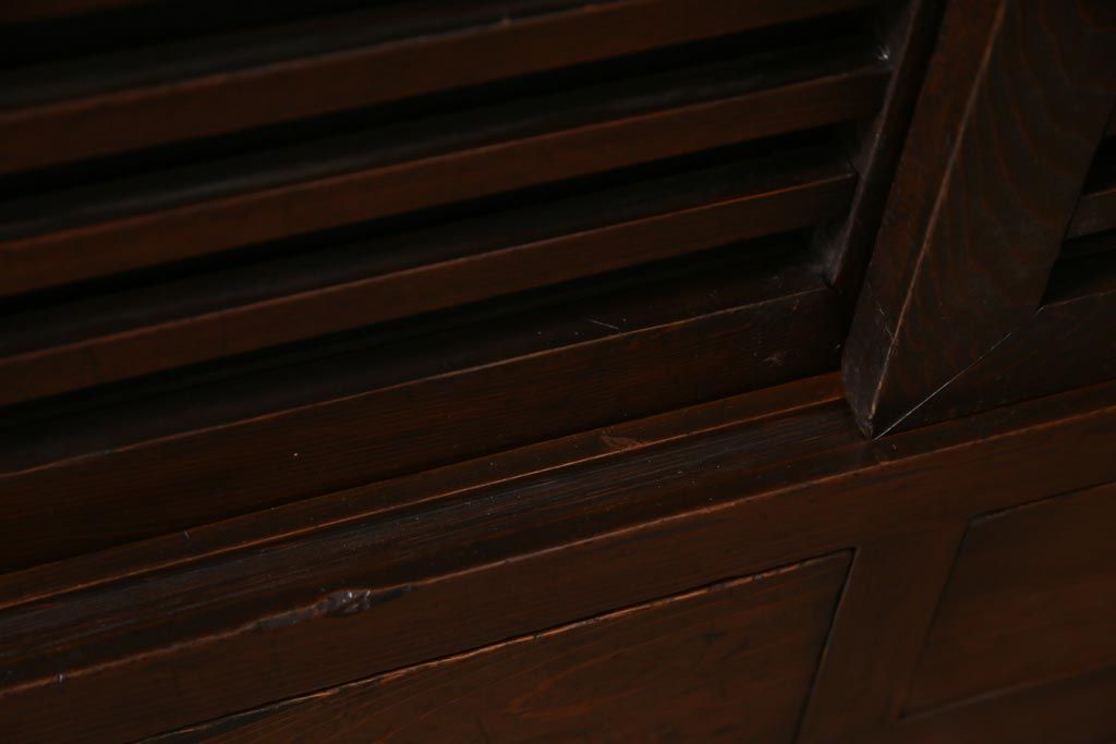 アンティーク家具　明治大正期　ヒノキ材　小振り　味わい深い帳場箪笥のローボード(収納棚、テレビ台)