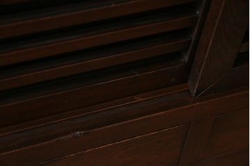 アンティーク家具　明治大正期　ヒノキ材　小振り　味わい深い帳場箪笥のローボード(収納棚、テレビ台)