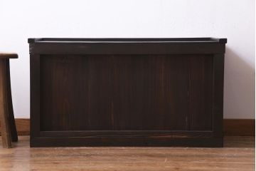 アンティーク家具　明治大正期　ヒノキ材　小振り　味わい深い帳場箪笥のローボード(収納棚、テレビ台)