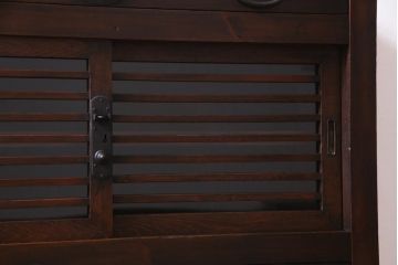 アンティーク家具　明治期　ヒノキ材　堅牢さと品格が漂うリメイク帳場箪笥(時代箪笥、収納棚、戸棚)