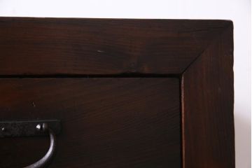 アンティーク家具　明治期　ヒノキ材　堅牢さと品格が漂うリメイク帳場箪笥(時代箪笥、収納棚、戸棚)