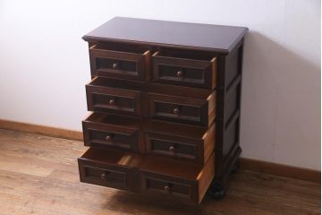 中古　松本民芸家具　レア品　C型ボールフット洋タンス　クラシカルなジャコビアン様式が目を惹くチェスト(引き出し)(定価約57万円)