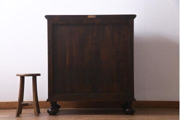 中古　松本民芸家具　レア品　C型ボールフット洋タンス　クラシカルなジャコビアン様式が目を惹くチェスト(引き出し)(定価約57万円)