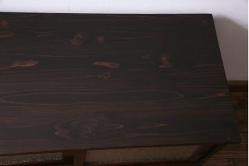 アンティーク家具　鉄脚付リメイク　前面ケヤキ材　漆塗り　ヴィンテージテイストなテレビ台(リビングボード、ローボード、戸棚、ビンテージ)