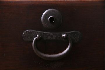 アンティーク家具　鉄脚付リメイク　前面ケヤキ材　漆塗り　ヴィンテージテイストなテレビ台(リビングボード、ローボード、戸棚、ビンテージ)