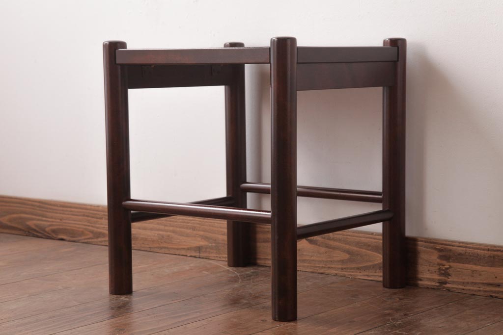 中古　北海道民芸家具　シンプルな板座のスツール(花台、サイドテーブル)