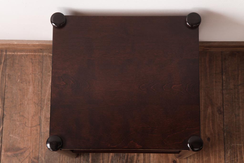 中古　北海道民芸家具　シンプルな板座のスツール(花台、サイドテーブル)