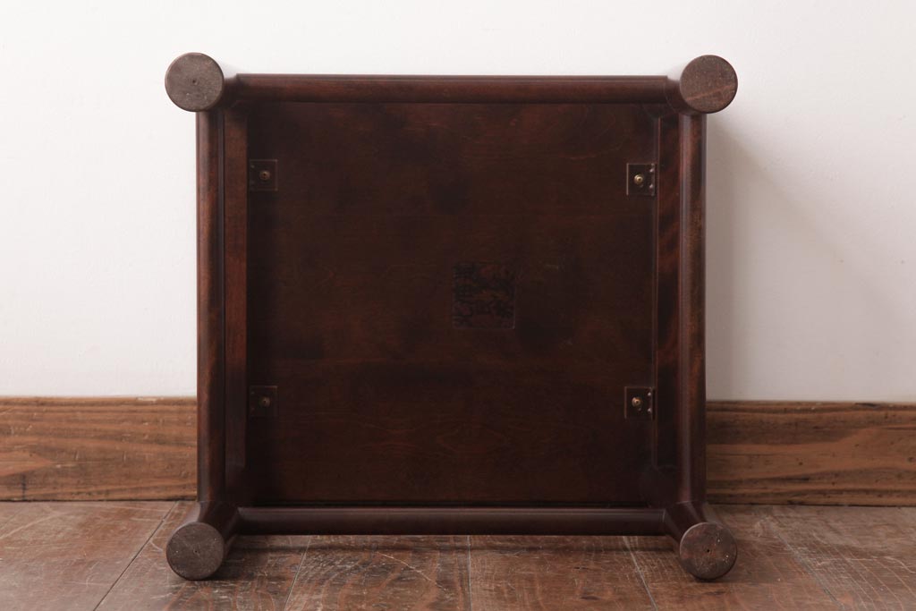 中古　北海道民芸家具　シンプルな板座のスツール(花台、サイドテーブル)