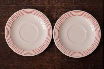 アンティーク雑貨　イギリスビンテージ　HORNSEA(ホーンジー)　LINEAR(リニア)　カップ&ソーサー2客セット(洋食器)(R-036412)