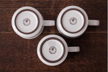 アンティーク雑貨　イギリスビンテージ　HORNSEA(ホーンジー)　ALASKA(アラスカ)　カップ&ソーサー3客セット(洋食器)(R-036415)