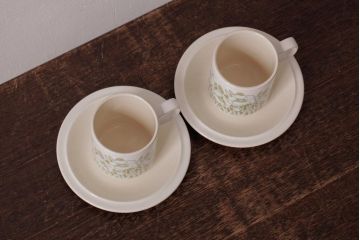 ヴィンテージ雑貨　イギリスビンテージ　Hornsea(ホーンジー)　FLEUR(フルール)　カップ&ソーサー2客セット(R-036418)