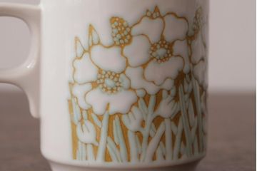 ヴィンテージ雑貨　イギリスビンテージ　Hornsea(ホーンジー)　FLEUR(フルール)　カップ&ソーサー3客セット(R-036419)
