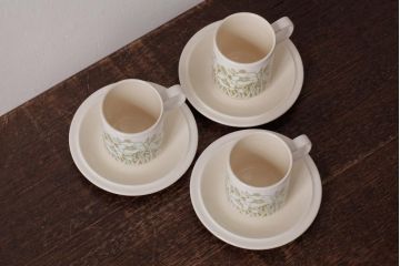 ヴィンテージ雑貨　イギリスビンテージ　Hornsea(ホーンジー)　FLEUR(フルール)　カップ&ソーサー3客セット(R-036419)