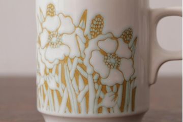 ヴィンテージ雑貨　イギリスビンテージ　Hornsea(ホーンジー)　FLEUR(フルール)　カップ&ソーサー3客セット(R-036419)