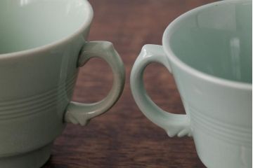 ビンテージ雑貨　イギリスヴィンテージ　Woods ware(ウッズウエア)　Beryl(ベロル)　カップ&ソーサー2客セット(R-036420)
