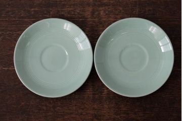 ビンテージ雑貨　イギリスヴィンテージ　Woods ware(ウッズウエア)　Beryl(ベロル)　カップ&ソーサー2客セット(R-036421)