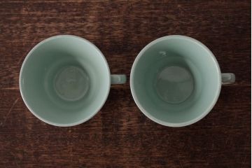 ビンテージ雑貨　イギリスヴィンテージ　Woods ware(ウッズウエア)　Beryl(ベロル)　カップ&ソーサー2客セット(R-036421)