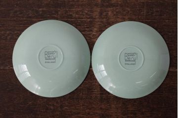 ビンテージ雑貨　イギリスヴィンテージ　Woods ware(ウッズウエア)　Beryl(ベロル)　カップ&ソーサー2客セット(R-036421)
