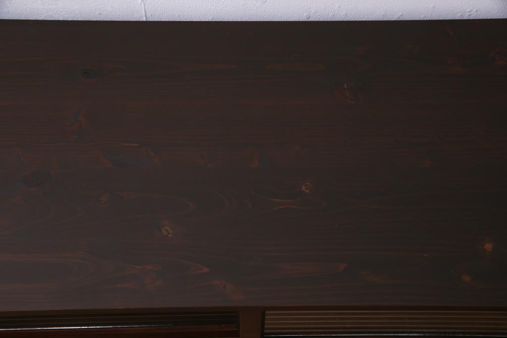 和製　アンティーク家具　前板ケヤキ材　モールガラス入り　味わい深い風合いが格好いいリメイクテレビ台(ローボード、収納棚、テレビボード)