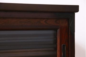 和製　アンティーク家具　前板ケヤキ材　モールガラス入り　味わい深い風合いが格好いいリメイクテレビ台(ローボード、収納棚、テレビボード)