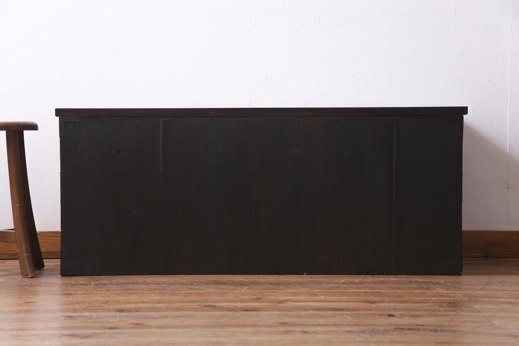 和製　アンティーク家具　前板ケヤキ材　モールガラス入り　味わい深い風合いが格好いいリメイクテレビ台(ローボード、収納棚、テレビボード)