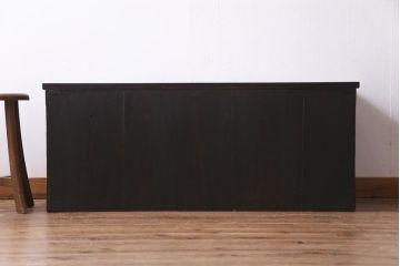 和製　アンティーク家具　前板ケヤキ材　モールガラス入り　味わい深い風合いが格好いいリメイクテレビ台(ローボード、収納棚、テレビボード)