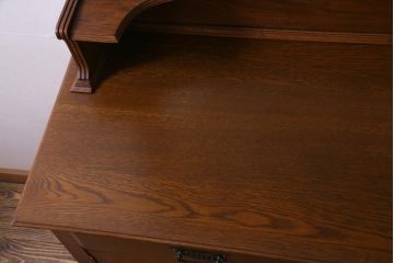 アンティーク家具　オーク材　優雅なムードあふれるミラーバックサイドボード(キャビネット、収納棚、鏡)