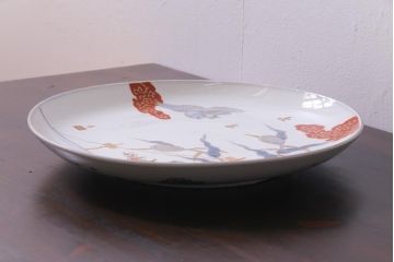 アンティーク雑貨　江戸期　色絵　花鳥文　一尺三寸大皿