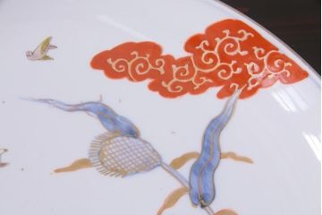 アンティーク雑貨　江戸期　色絵　花鳥文　一尺三寸大皿