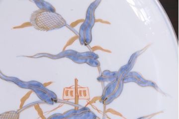 アンティーク雑貨　江戸期　色絵　花鳥文　一尺三寸大皿