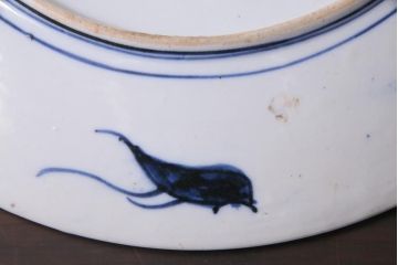 アンティーク雑貨　明治期　色絵　草花文　一尺二寸大皿