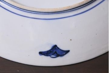 アンティーク雑貨　明治期　色絵　草花文　一尺二寸大皿