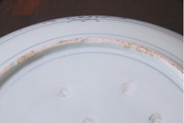 アンティーク雑貨　江戸期　山水図　染付　一尺一寸　大皿(和食器)