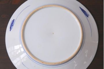 アンティーク雑貨　明治期　色絵　草花文　一尺一寸　鮮やかな色使いが印象的な大皿(和食器)