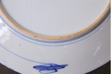 アンティーク雑貨　明治期　色絵　草花文　一尺一寸　鮮やかな色使いが印象的な大皿(和食器)