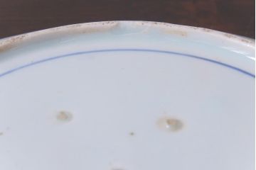 アンティーク雑貨　和製　江戸期　牡丹の図　九寸五分　染付皿(和食器)