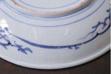 アンティーク雑貨　和製　江戸期　牡丹の図　九寸五分　染付皿(和食器)