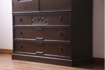 ビンテージ家具　神戸家具　永田良介商店　英国アンティークの様なデザインが魅力のチェスト(洋タンス、衣類タンス)