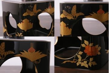 中古　伝統工芸　輪島塗　共箱付き　草花蒔絵　螺鈿　漆器　優雅で気品あふれる屠蘇器(とそき)(定価約70万円)