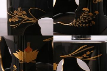 中古　伝統工芸　輪島塗　共箱付き　草花蒔絵　螺鈿　漆器　優雅で気品あふれる屠蘇器(とそき)(定価約70万円)