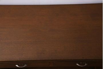 アンティーク家具　昭和レトロ　ラワン材　ワイドサイズの両袖デスク(机、在宅ワーク、在宅用カウンター)