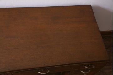 アンティーク家具　昭和レトロ　ラワン材　ワイドサイズの両袖デスク(机、在宅ワーク、在宅用カウンター)