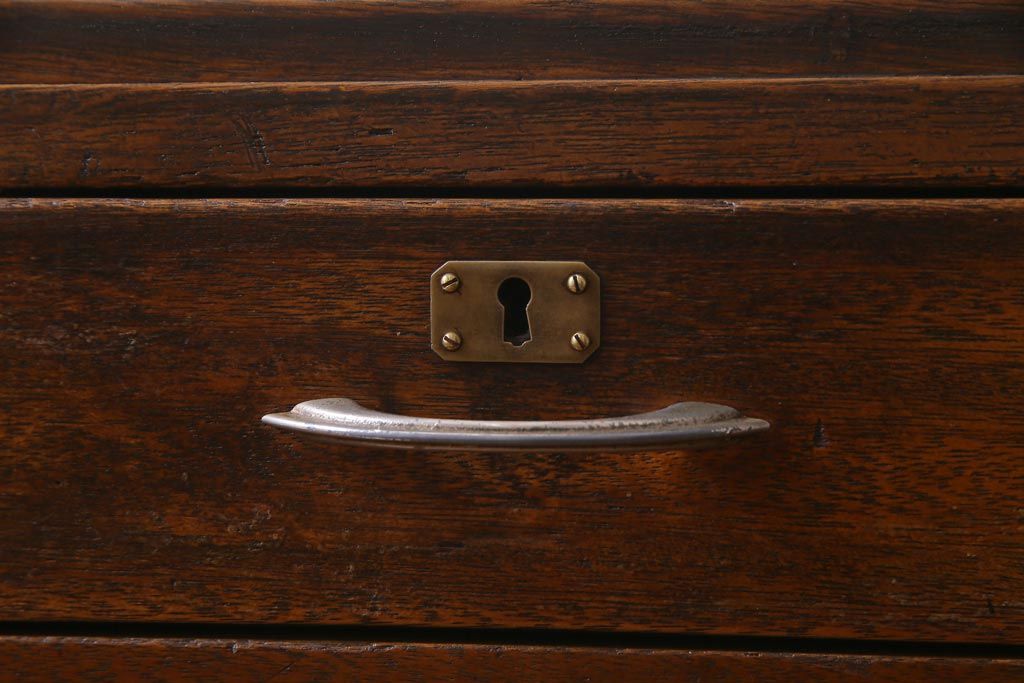 アンティーク家具　昭和レトロ　ラワン材　ワイドサイズの両袖デスク(机、在宅ワーク、在宅用カウンター)