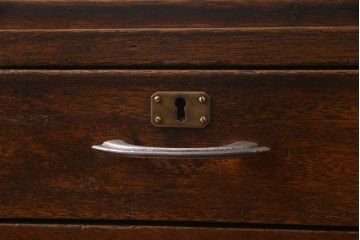 アンティーク家具　昭和レトロ　ラワン材　ワイドサイズの両袖デスク(机、在宅ワーク、在宅用カウンター)