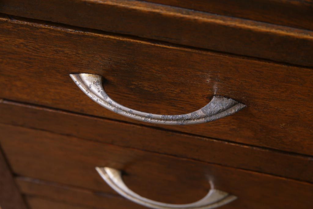 アンティーク家具　昭和レトロ　ラワン材　ワイドサイズの両袖デスク(机、在宅ワーク、在宅用カウンター)